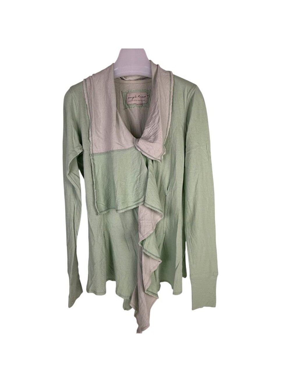 Evy's Tree Kristina Waterfall Top Jacket Shawl Collar V-Neck Mint Green XS